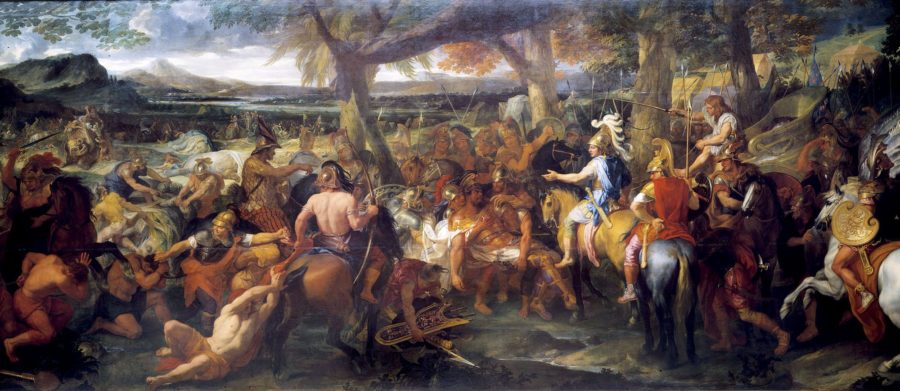 Alexander the Great and Porus at Hydaspes, painting by Le Brun