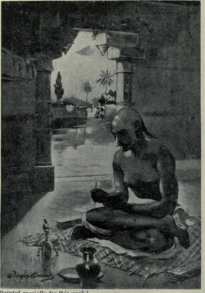 Kalidasa writing the 'Meghdoota', 20th century illustration
